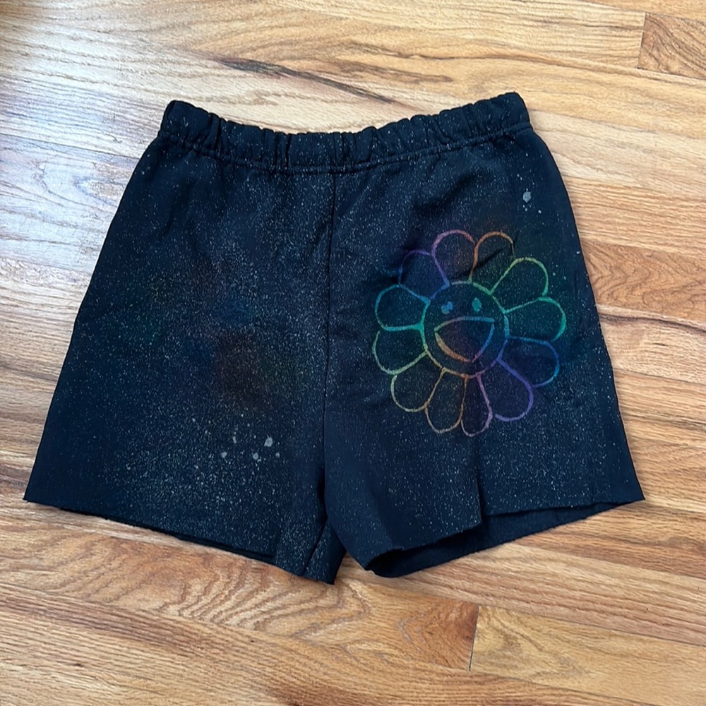 Black Takashi Murakami Flower Sweatshorts